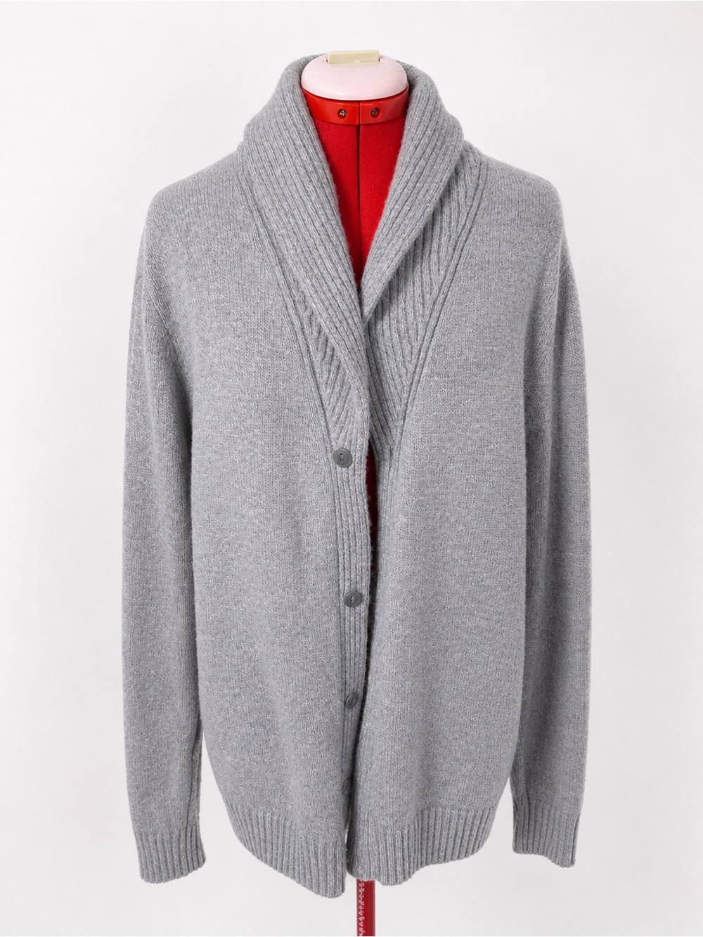 LINKSOUL Men’s XL Gray Wool Blend Shawl Collar Cardigan